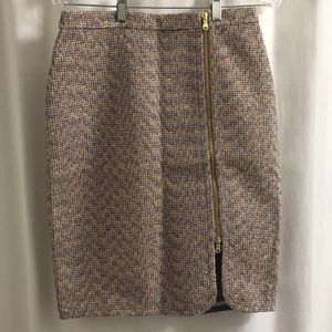 NWT - J.Crew Multi-colored Zippered, Pencil skirt